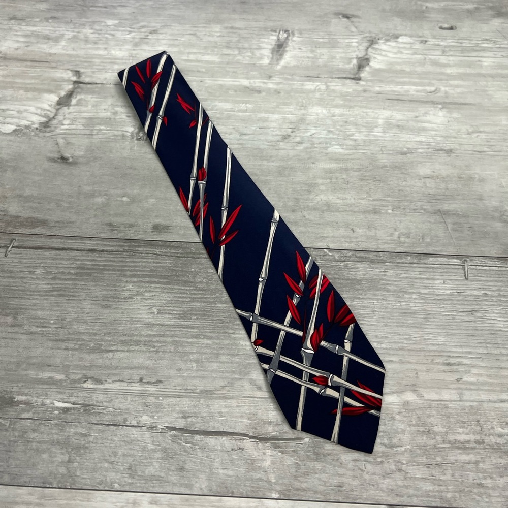 Giorgio Danieli Navy w/ White Bamboo Pattern Silk Tie